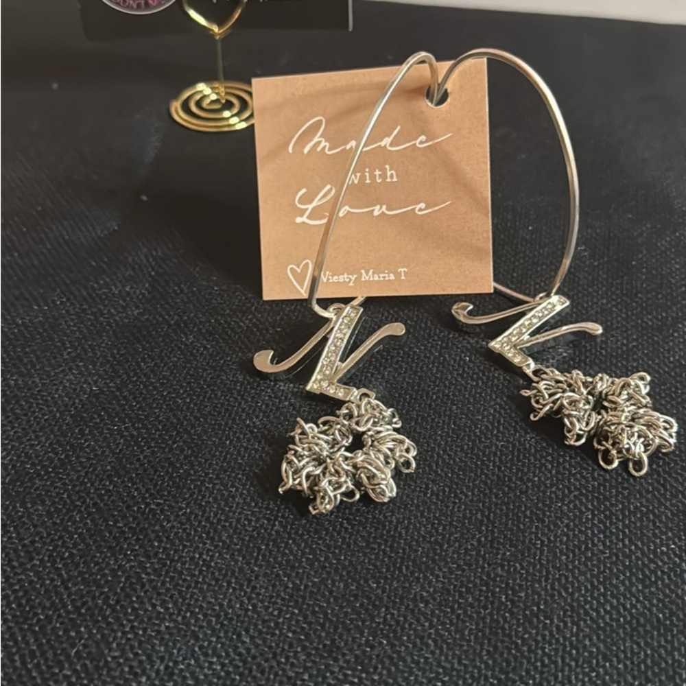 Silver Initial Earrings by Viesty Maria T